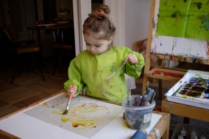 Child Printmaking Monoprinting Plexiglass MÅLA Easel Long Sleeve Apron