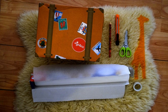 DIY Pinhole Camera Xacto Knife Scissors Ruler Pencil Wax Baking Paper Washi Tape Shipskin Rug