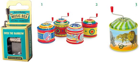 Kikkerland Over the Rainbow Crank Music Box Tin Music Boxes Toy Vilac Tin Music Boxes Wild Animals music