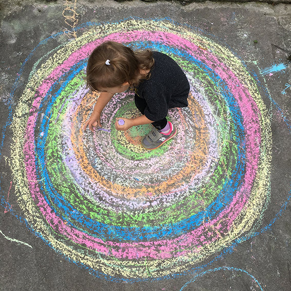 Sidewalk Chalk Concentric Circle