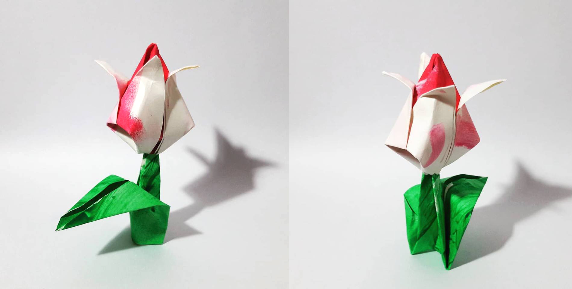 origami tulip handmade paper acrylic soviet paper