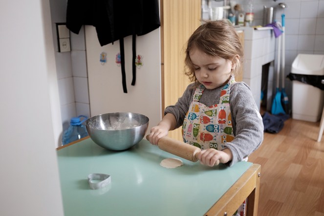 Salt Playdough Rolling Pin Child