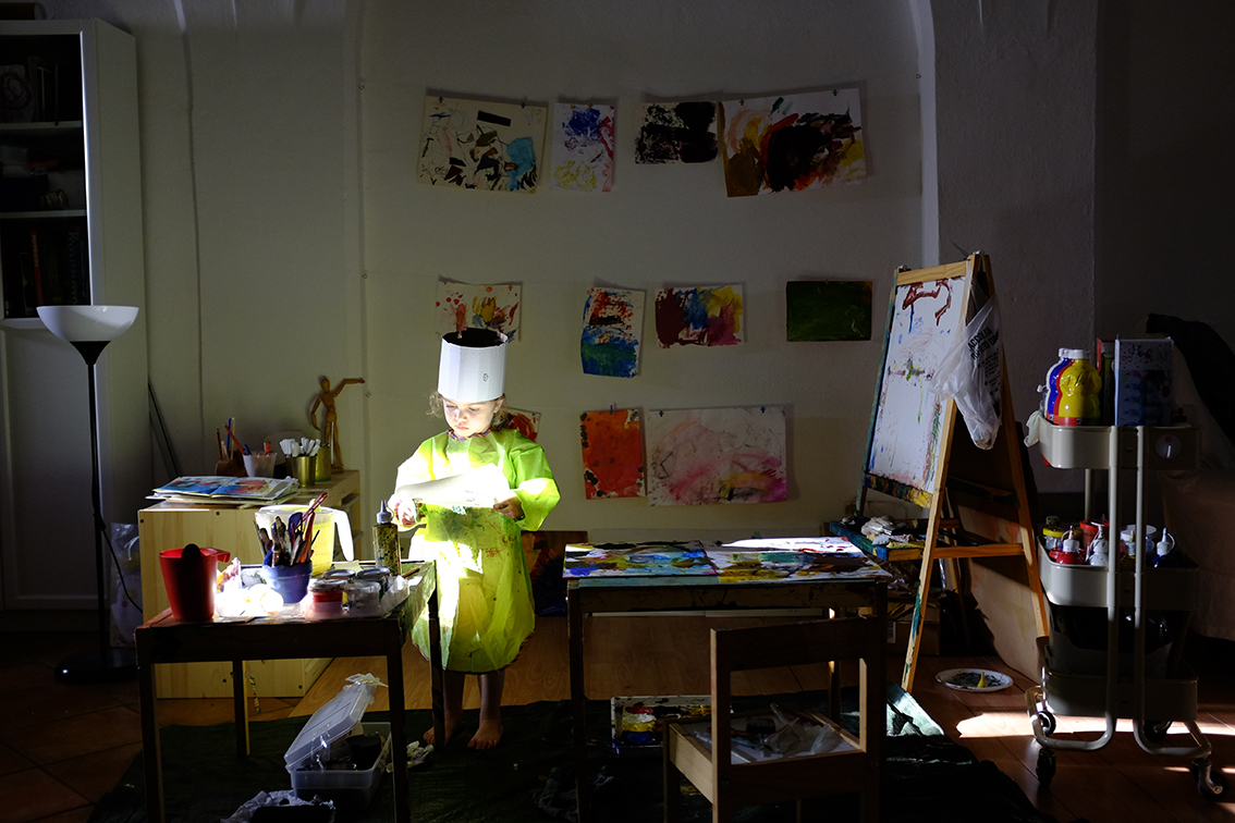 Magical Child Artist Studio Kids Art Craft Space With our thoughts we create the world IKEA kid furniture smock