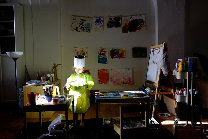 Magical Child Artist Studio Kids Art Craft Space With our thoughts we create the world IKEA kid furniture smock