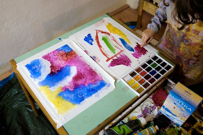 Watercolor Salt Painting Taped Edges Artist Tape